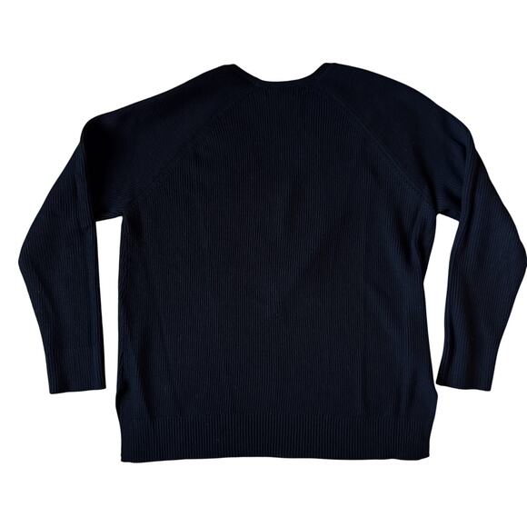 Athleta Hanover V Neck Knit Ribbed Sweater Women Large Black Merino wool blend - Picture 9 of 10